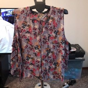 Floral cold shoulder shirt